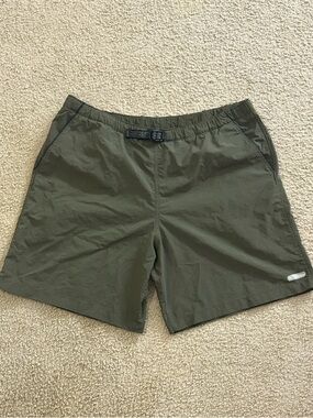 Columbia Sportswear Shorts Mens Large Green Belted Mesh Lined Zip Pocket Outdoor